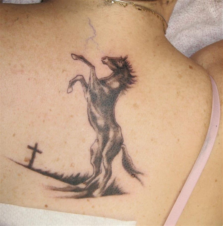 Horse Tattoo With Cross