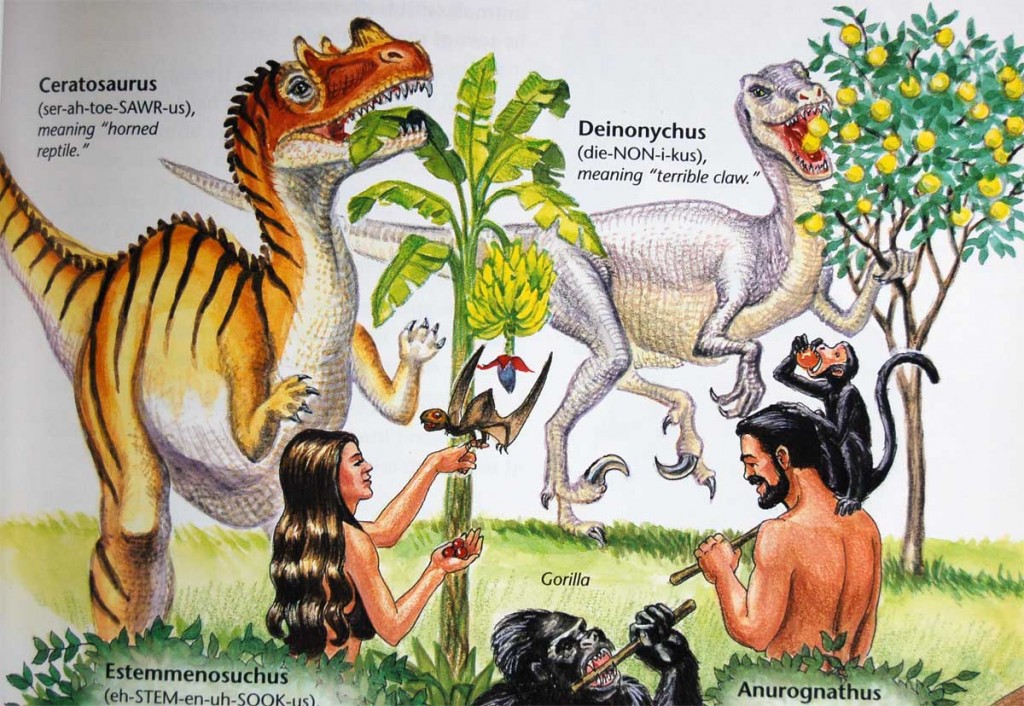 Creationism Text Book vegetarian Dinosaurs with adam and eve ken ham
