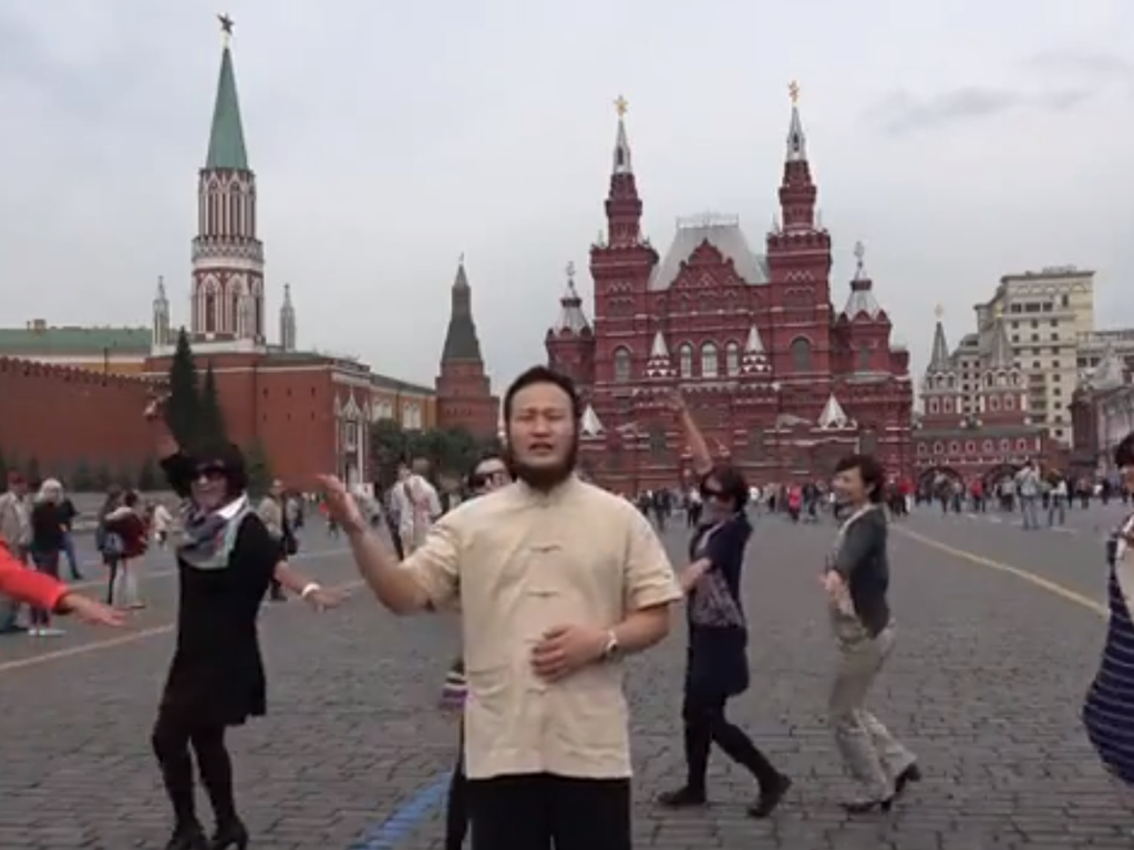Chinese Tourist Red Square Song Dance