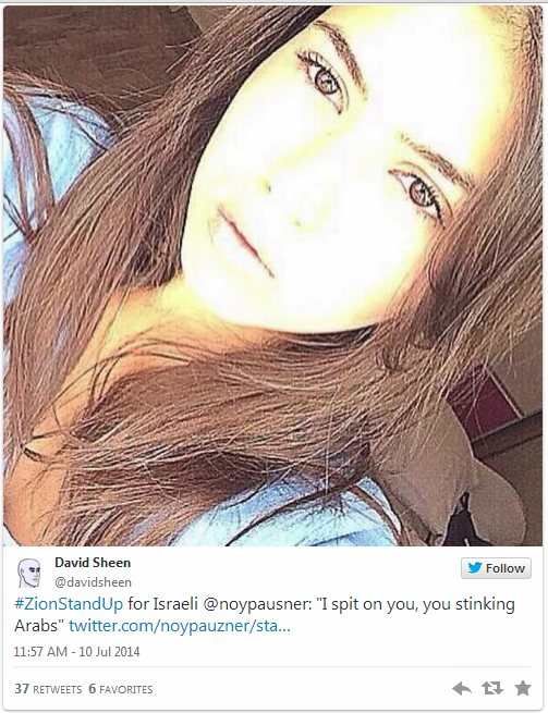Israel Zionist Teen Tweet - young and hateful