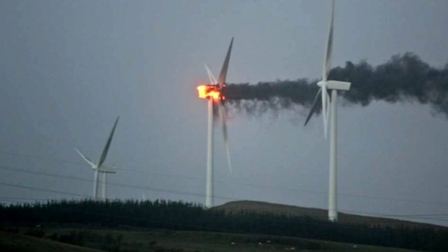 Wind Farm Turbine - fire