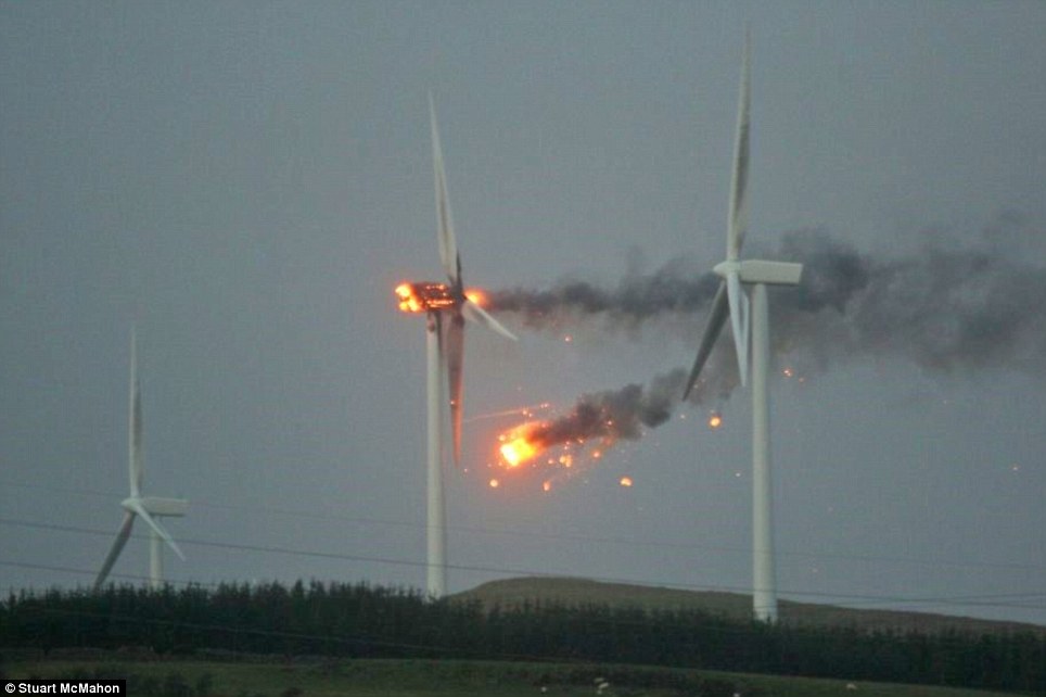 Wind Farm Turbine - on fire