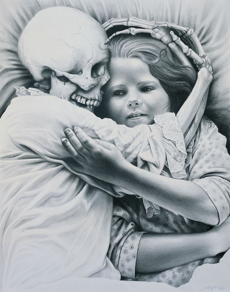Laurie Lipton - woman and skeleton