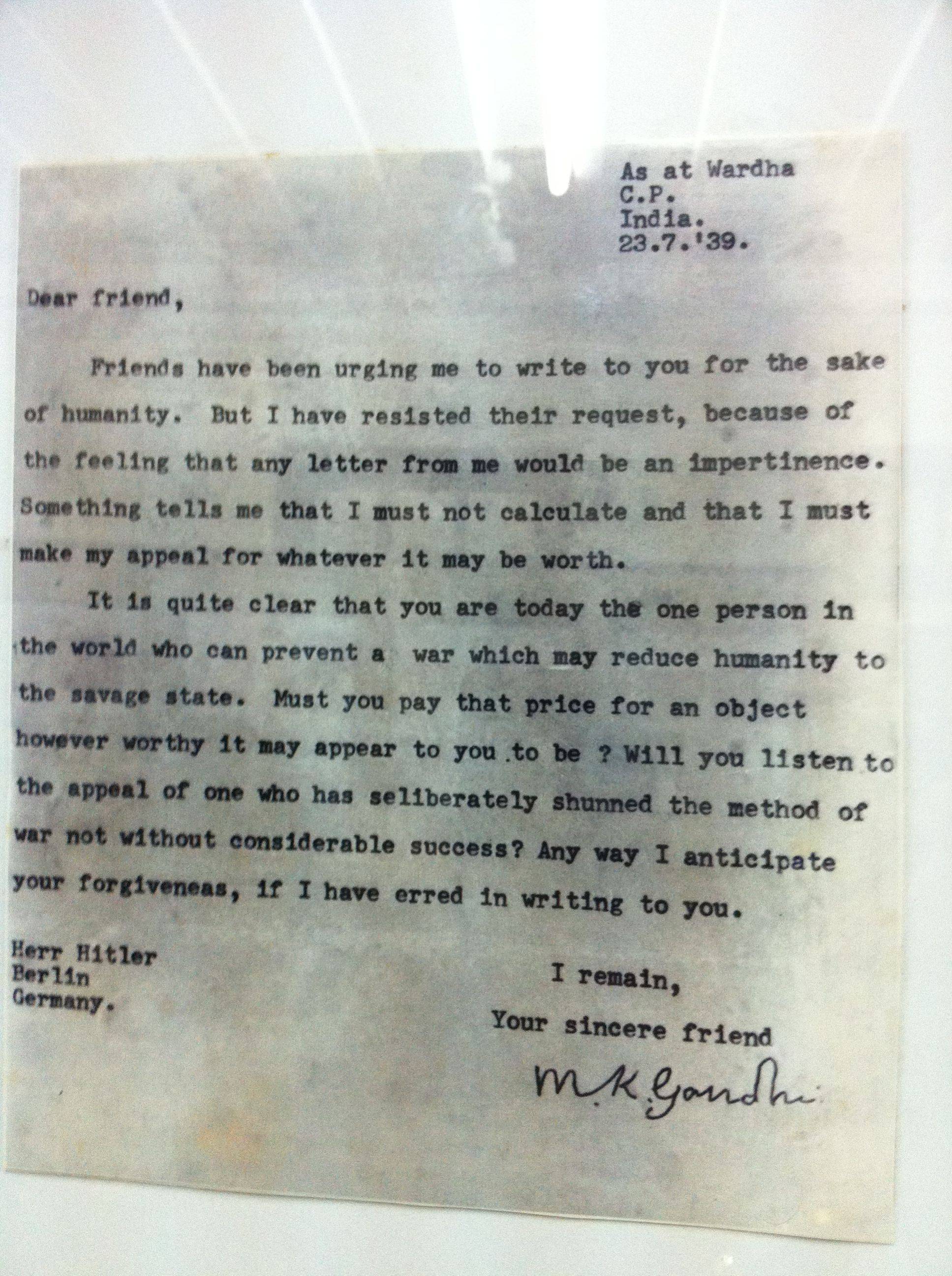Ghandi Letter To Hitler never arrived