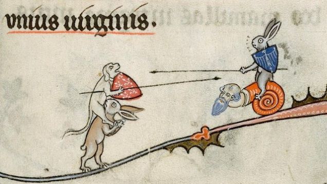 Weird Medieval Art - Dogs Rabbit Snail