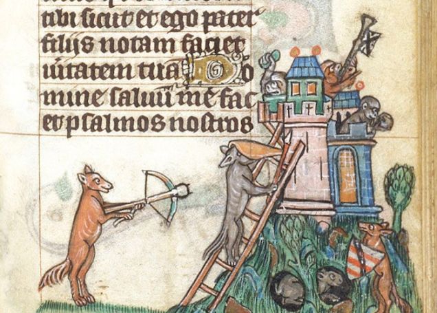 Weird Medieval Art - Fox and Monkey 13th-century Bible