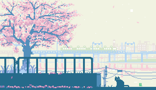 8 Bit GIFs Japan - Cherry Blossom