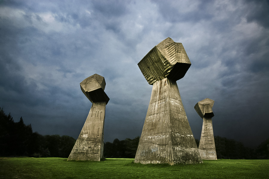 Abandoned Yugoslavian Monuments - Serbia - Monument Three fists 2