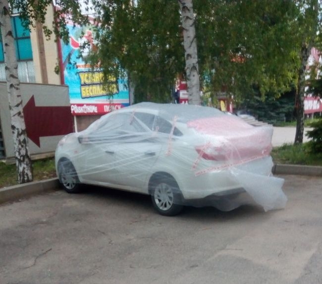 Protecting Car From Hail - Plastic Sheet