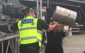 Video: Policeman Joins In With Slipknot Tribute Band + Some Guy Nearly Knocks Himself Out