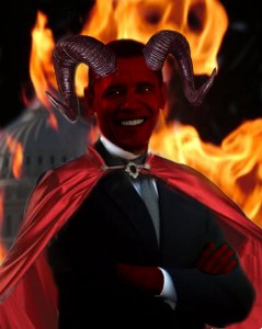 Evil Obama In Flames