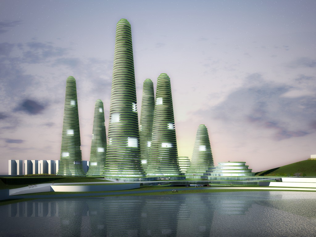 Gwanggyo Power Centre - MVRDV - dusk